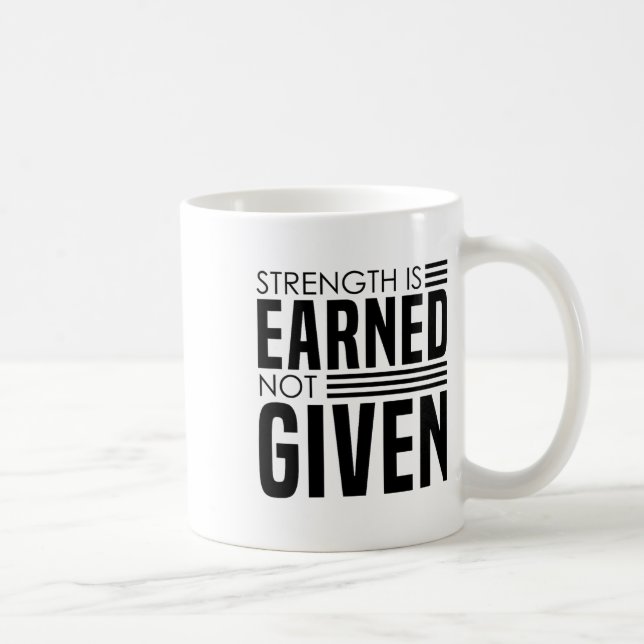 Strength Is Earned - Bodybuilding Caption  Coffee Mug (Right)
