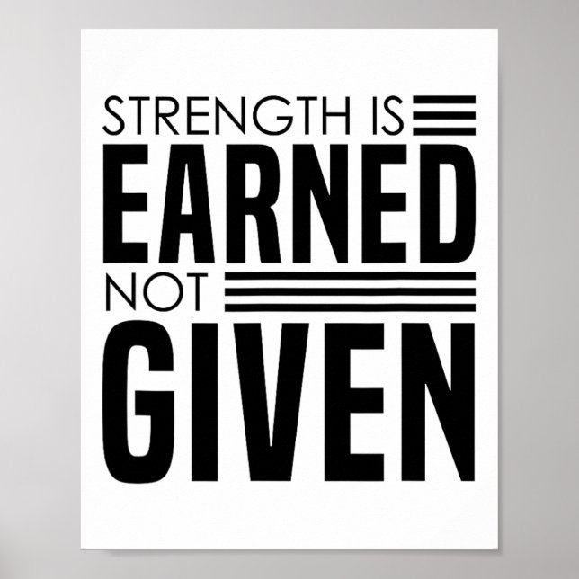Strength Is Earned - Bodybuilding Caption  Poster (Front)