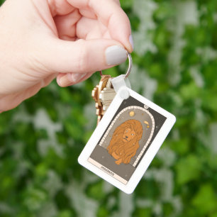 Strength Major Arcana tarot card astrology alchemy Key Ring