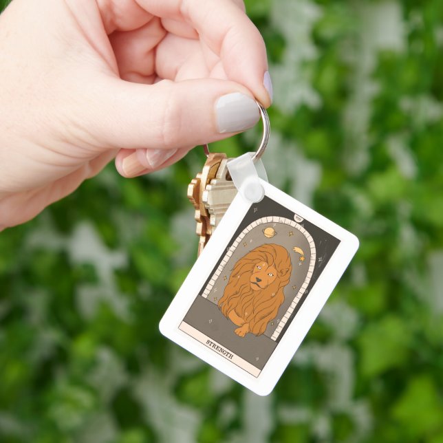 Strength Major Arcana tarot card astrology alchemy Key Ring (Hand)