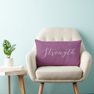 "Strength" on Light Plum, Custom Typography Lumbar Cushion