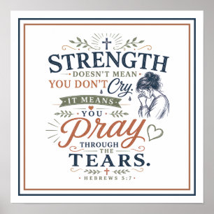 Strength Praying Through Tears Spiritual Quote Poster