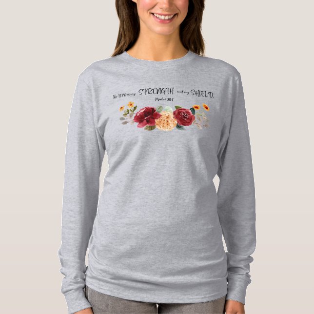 Strength & Shield Bible Verse T-Shirt (Front)