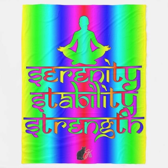 Strength Stability Serenity Rainbow Intentions Fleece Blanket (Front)