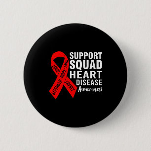 Strength Support Squad Heart Disease Awareness Red 6 Cm Round Badge