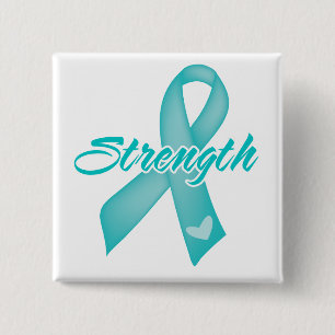 Strength - Teal Ribbon 15 Cm Square Badge