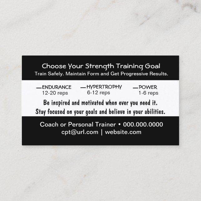 Strength Training Business Card (Back)