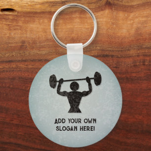 Strength Training - Guy Lifting - your text on a Key Ring