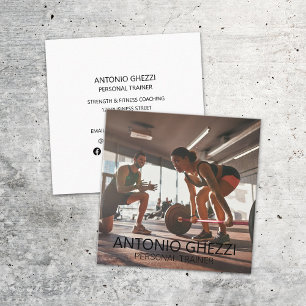 Strength Weights Sports Fitness Personal Trainer  Square Business Card
