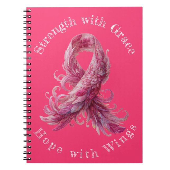 Strength with Grace – Breast Cancer Awareness  Notebook (Front)