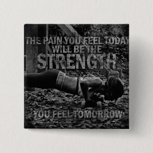 STRENGTH - Women's Workout Motivational 15 Cm Square Badge