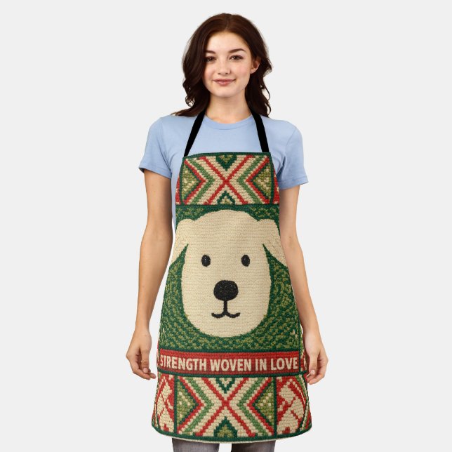 Strength Woven in Love – Meaningful Typography Apron (Worn)