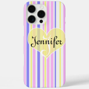 Strepen patroon (paars, geel ,wit en roze) iPhone 16 pro max case