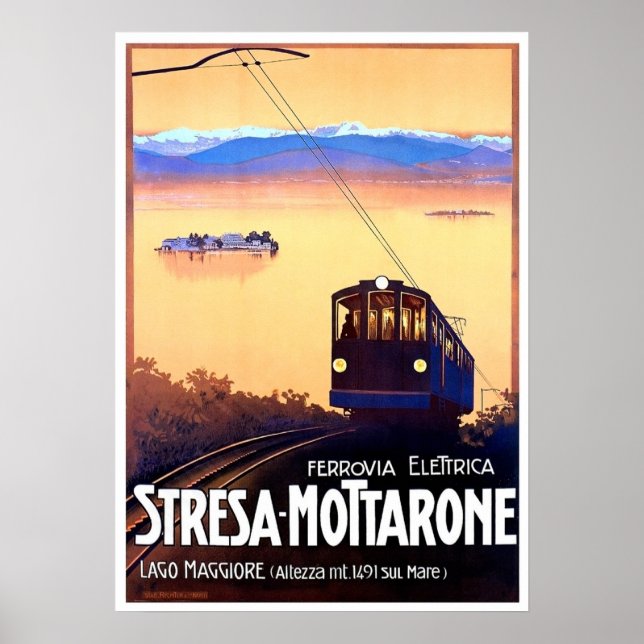 Stresa-Mottarone electric railway, Italy, vintage Poster (Front)