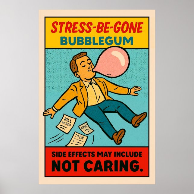 Stress-Be-Gone Bubblegum – Retro Comic Poster (Front)