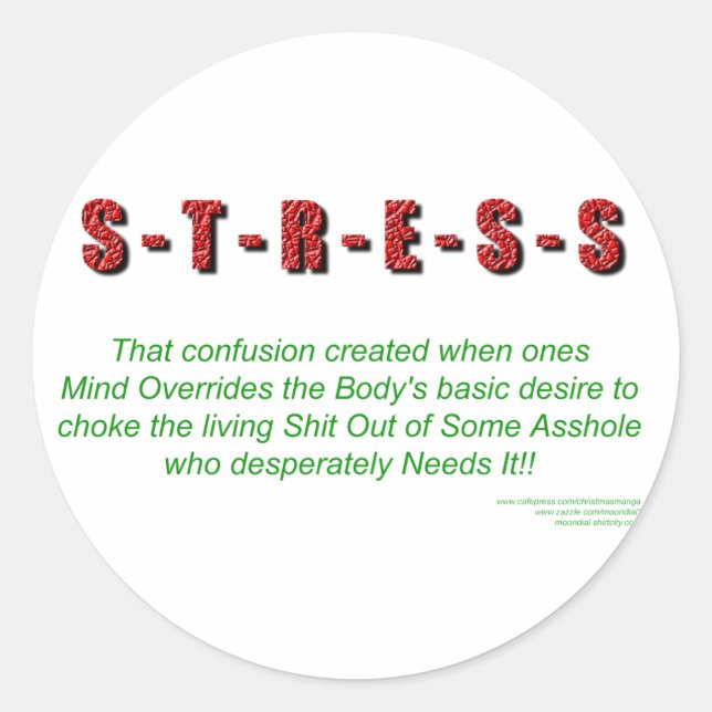 Stress Classic Round Sticker (Front)