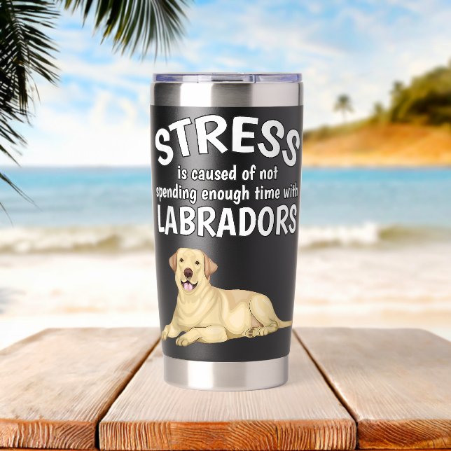 Stress Is Caused Funny Labrador Yellow Lab Gift La Insulated Tumbler (Beach (Rotated))