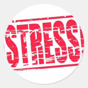 Stress red rubber stamp effect classic round sticker