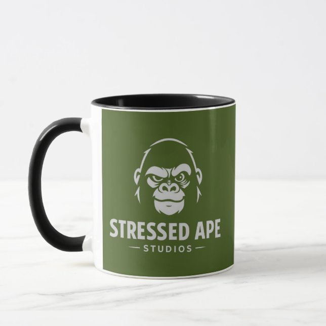 Stressed Ape Studios Green Logo Mug (Left)