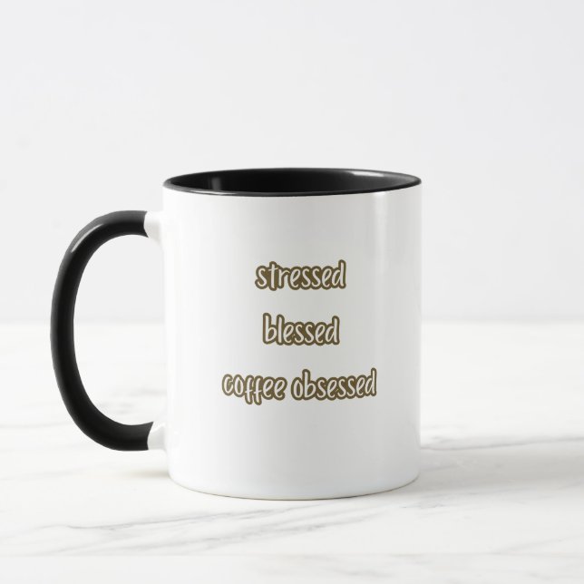 stressed blessed coffee obsessed mug (Left)