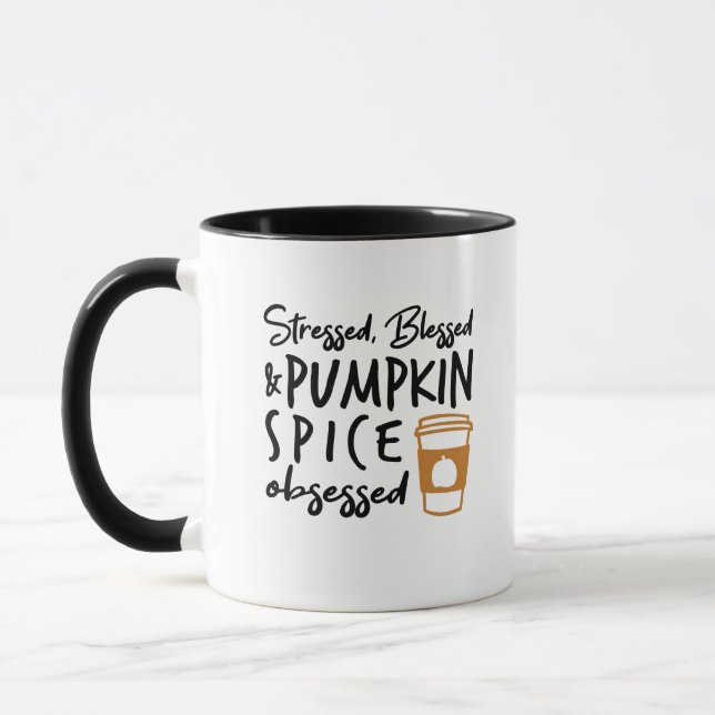 Stressed, Blessed, Pumpkin Spice Obsessed Mug (Left)