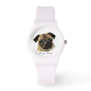 Stressed?  Hug a Pug Cute Pet Dog Quote Watch
