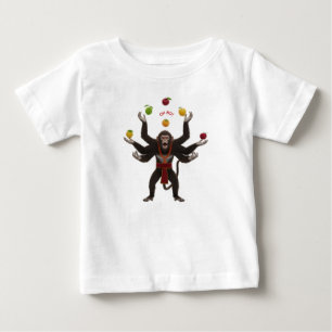 Stressed Multi-Armed Monkey Juggling Fruit in Clas Baby T-Shirt