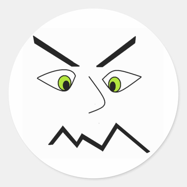 Stressed Out Grumpy Stress Face Design Classic Round Sticker (Front)