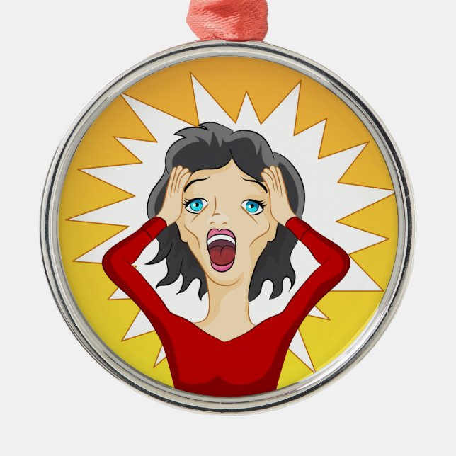 Stressed Out Panic Girl Cartoon Metal Tree Decoration (Front)