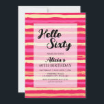 Stressed Stripes Pink Colourful 60th Birthday  Invitation<br><div class="desc">This pinky colourful and fun 60th birthday invitation features a stripes seamless pattern containing pink,  red,  orange and peach colours.</div>