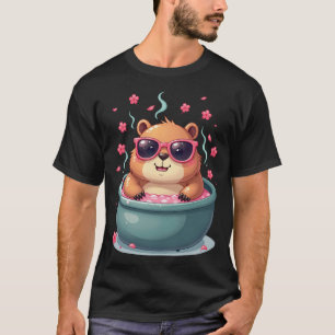 Stressed Worker Relaxation Capybara Hot Tub Cherry T-Shirt