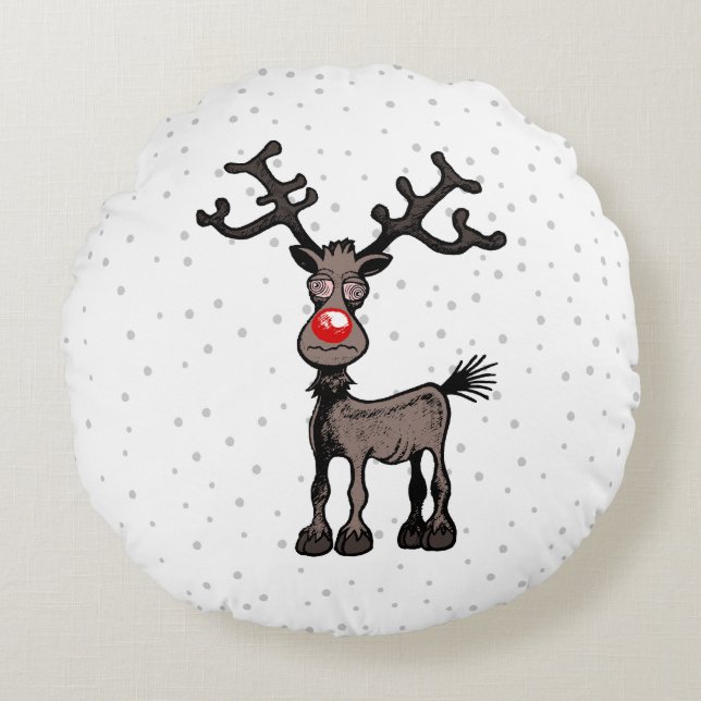 Stressful Christmas with Rudolf Round Cushion (Front)