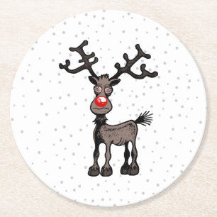 Stressful Christmas with Rudolf Round Paper Coaster