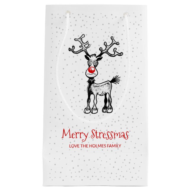 Stressful Christmas with Rudolf Small Gift Bag (Front)