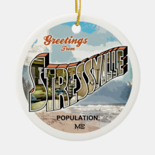 Stressful Greetings Ceramic Tree Decoration