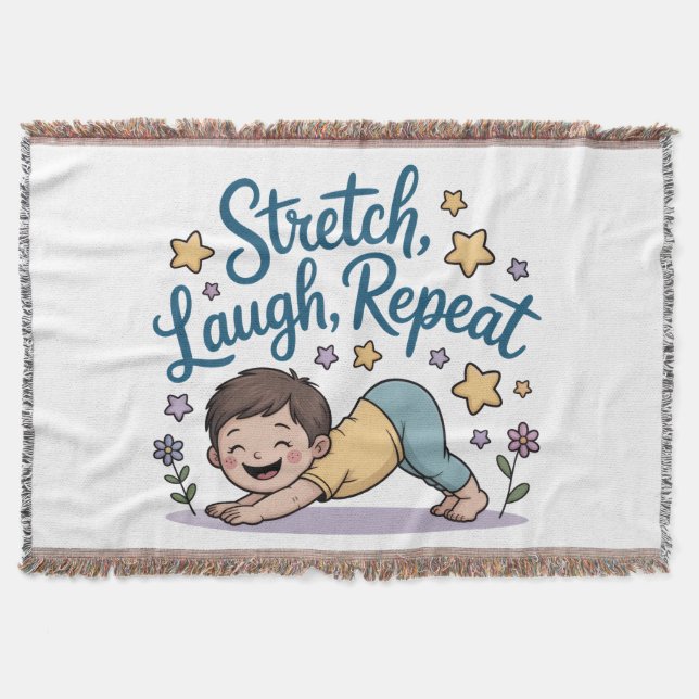Stretch laugh repeat yoga lover throw blanket (Front)