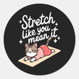 Stretch Like You Mean It Yoga Feline Cute Retro Po Classic Round Sticker