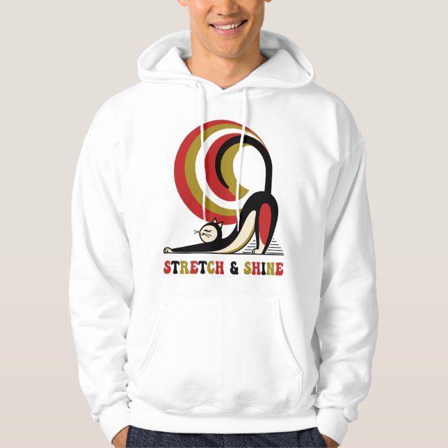 Stretch & Shine Retro Cat Design Hoodie (Front)