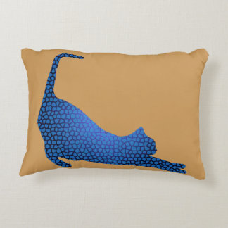 Stretched Blue Cat Custom Throw Pillows