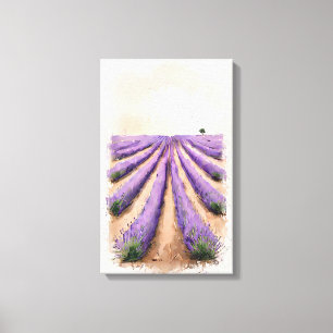 Stretched Canvas - Lavender Field Painting Print