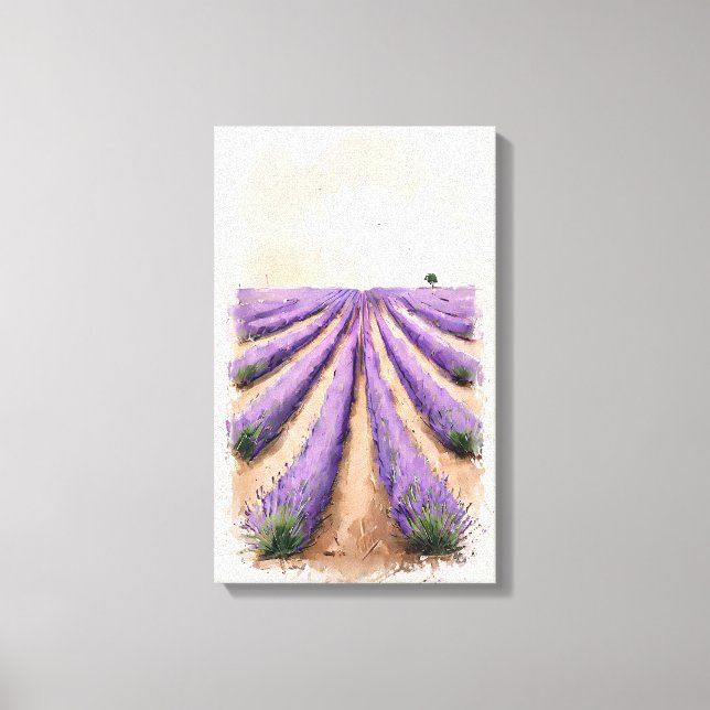 Stretched Canvas - Lavender Field Painting  Print (Front)