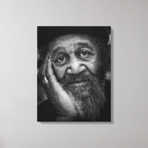 Stretched Canvas Print - B/W Photo Elderly Man