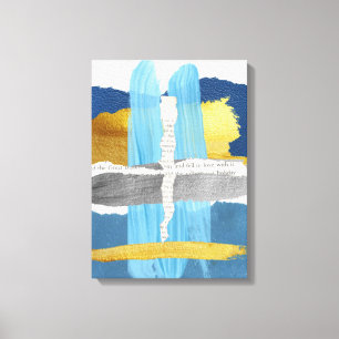 Stretched Canvas Print Blue Gold Abstract Collage