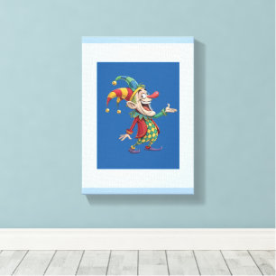 Stretched Canvas Print Dark Light Blue Joker Clown