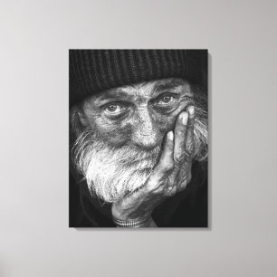 Stretched Canvas Print - Elderly Man's Portrait