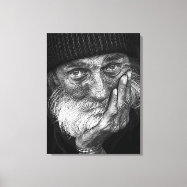 Stretched Canvas Print - Elderly Man's Portrait (Front)