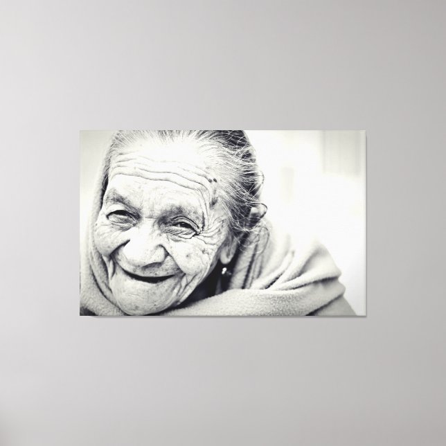 Stretched Canvas Print - Elderly Woman Photo (Front)