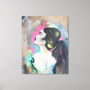 Stretched Canvas Print Graffiti Girl