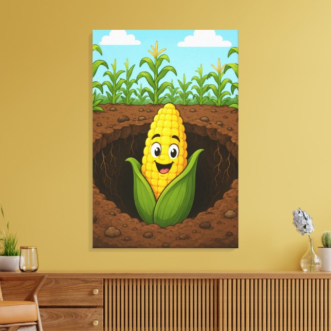 Stretched Canvas Print Happy Corn Underground (Insitu(LivingRoom))