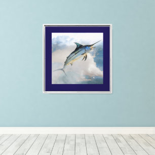 Stretched Canvas Print Jumping Marlin